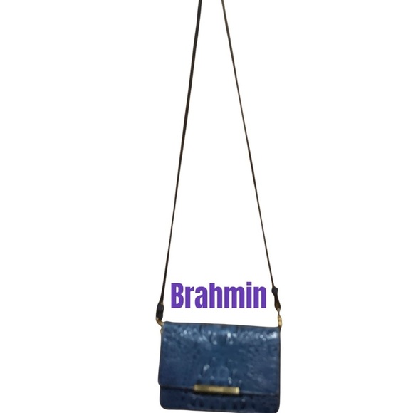 BRAHMIN MELBOURNE BLUE CROSSBODY IN GOOD CONDITION.  GENTLY USED - Picture 1 of 5